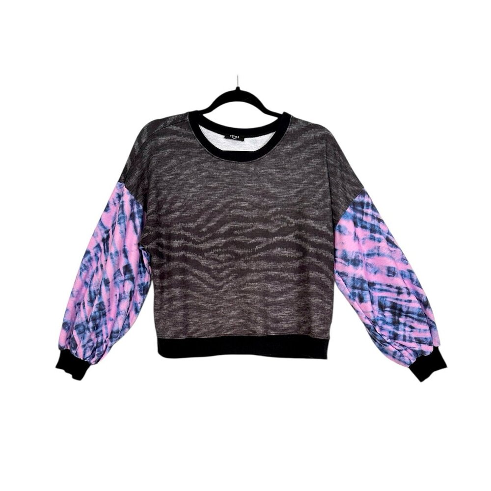 Terez Show Your Stripes Printed Puff Sleeve Sweatshirt